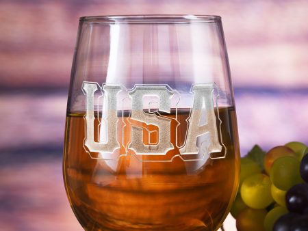 USA Pride Stemless Wine Glass Cheap