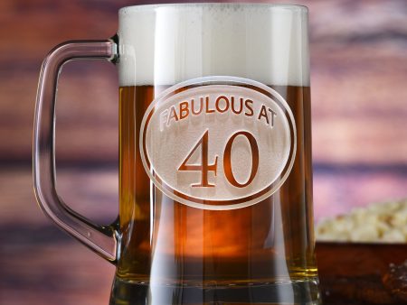 Engraved 40th Birthday Beer mug on Sale