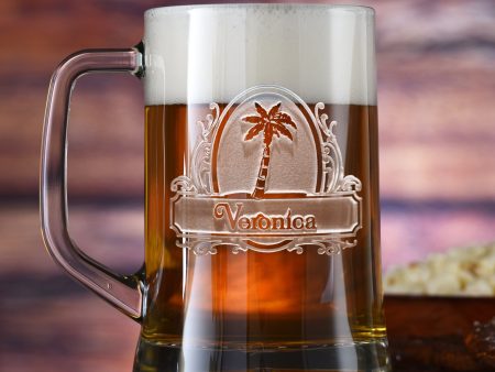 Personalized Palm Tree Beer Mug For Cheap