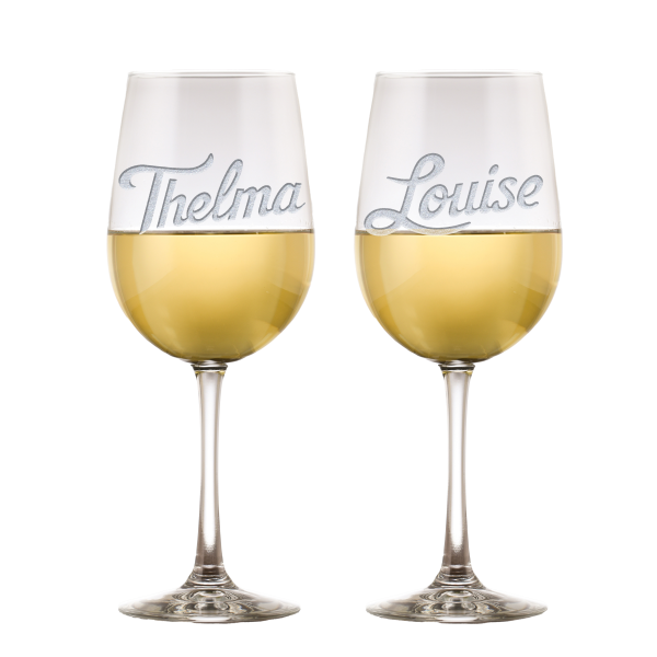 Deep Carved Thelma & Louise Set of Standard Wine Glasses Online