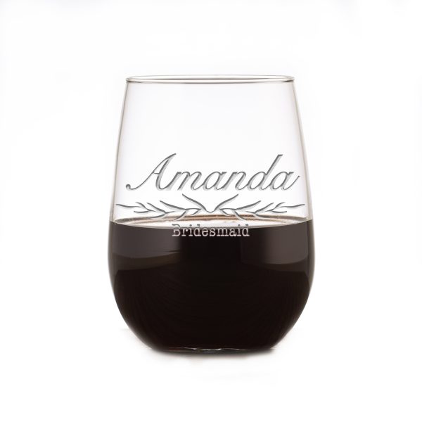 Bridesmaid Gift Custom Stemless Wine Glass Discount