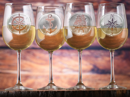 Nautical Beachy-Themed Wine Glasses on Sale