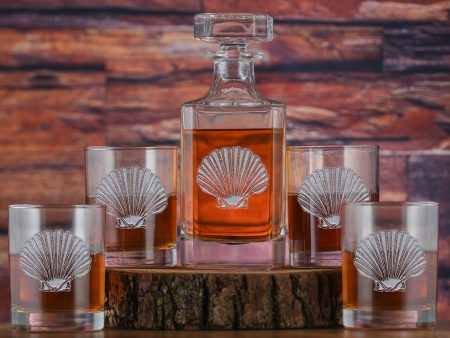 Engraved Seashell Decanter and Glasses Gift Set For Cheap