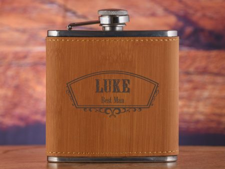 Groomsman Bamboo Custom Engraved Flask Gift Online Hot Sale