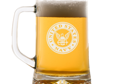 Laser Etched Navy Logo Beer Mugs Wholesale Fashion