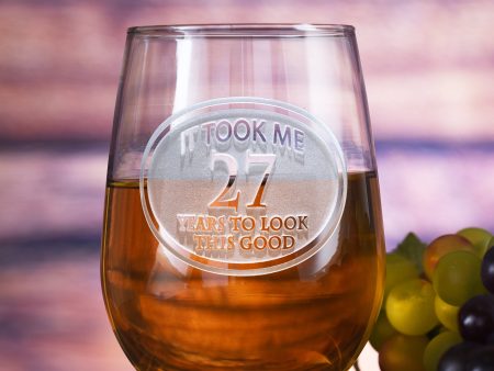 Engraved Birthday Stemless Wine Glass on Sale