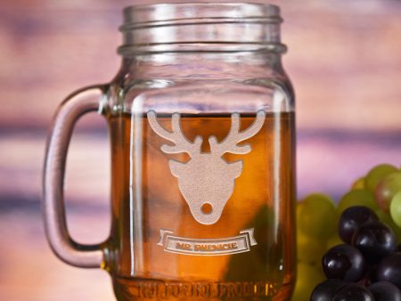 Personalized Reindeer Christmas Mason Jar Mug Hot on Sale