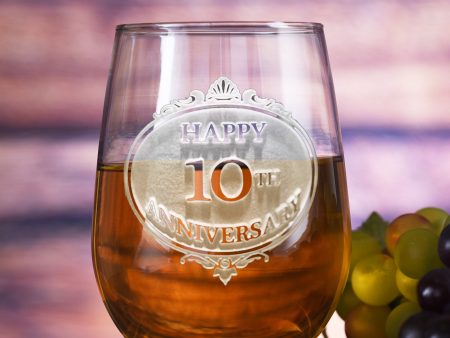 Engraved Anniversary Stemless Wine Glass Discount