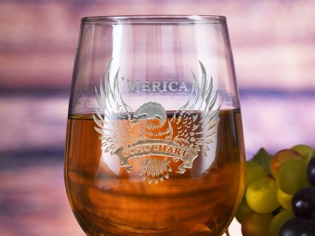 Patriotic USA  Merica Stemless Wine Glass on Sale