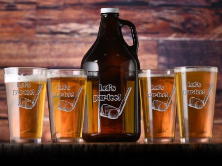 Let s Par-Tee Golf Engraved Beer Growler & Pint Glass Gift Set Discount