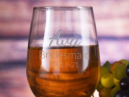 Bridesmaid Personalized Stemless Wine Glass Gift Fashion