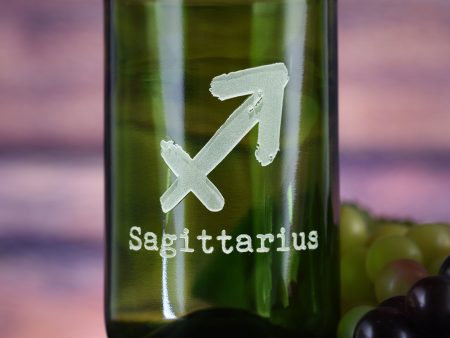 Zodiac Sign Engraved Green Recycled Wine Bottle Glass For Cheap