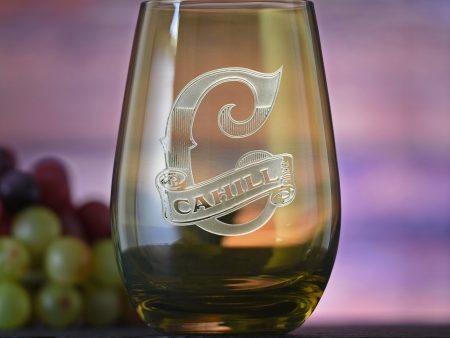 Custom Engraved Green Stemless Wine Glass Tumbler by Crystal Imagery Cheap