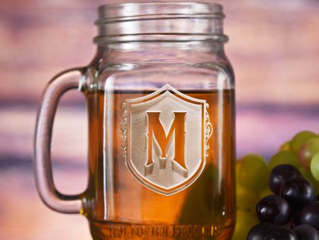 Engraved Shield Mason Jar Sale