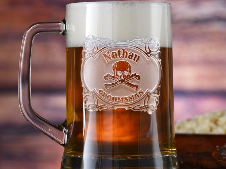 Skull and Bones Groomsman Beer Mug For Cheap