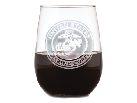 Deep Carved Marines Logo Stemless Wine Glass Online