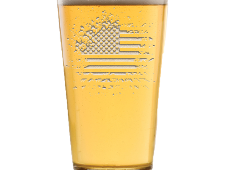 Deep Carved Tattered American Flag Pint Glass Online