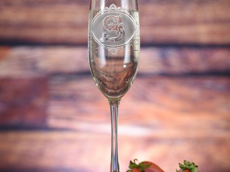 Monogrammed Engraved Champagne Glasses Flutes For Sale