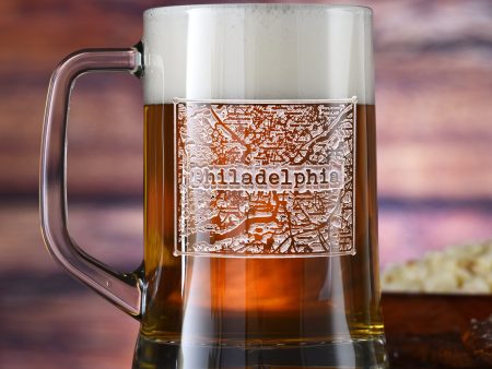 Street Maps Etched Beer Mug *NOTE: ONE CITY PER ORDER For Discount