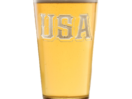 Deep Carved USA Pint Glass For Sale