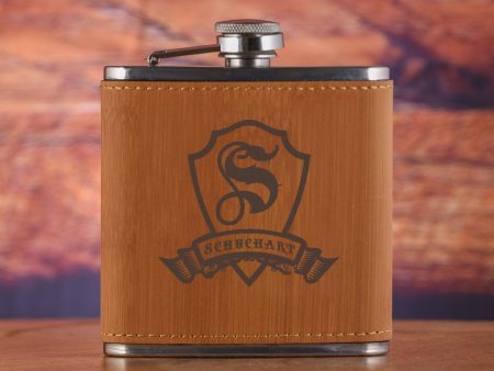 Custom Monogram Engraved Bamboo Flask Gift Online now