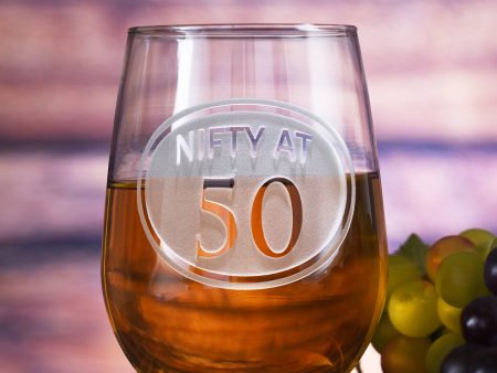 Engraved 50th Birthday Stemless Wine Glass Online Sale