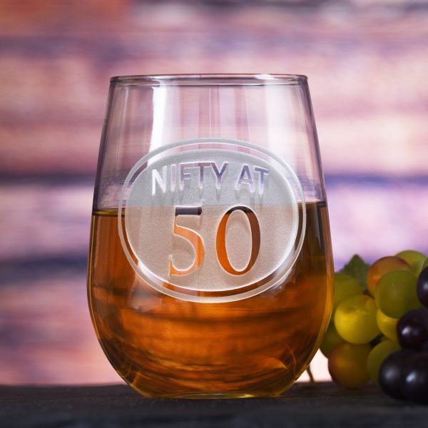 Engraved 50th Birthday Stemless Wine Glass Online Sale