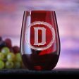 Rustic Monogram Red Stemless Wine Glass Tumbler by Crystal Imagery For Discount