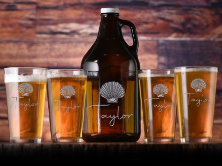 Seashell Custom Beer Growler & Pint Glass Gift Set on Sale