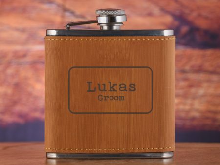 Best Man Groomsmen Bamboo Custom Engraved Flask Gift For Sale