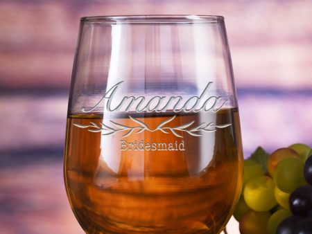 Bridesmaid Gift Custom Stemless Wine Glass Discount