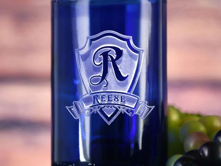 Cobalt Blue Recycle Wine Bottle Glass, Engraved Tumbler Cheap