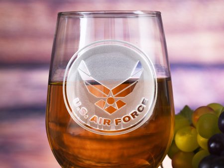 Deep Engraved Air Force Stemless Wine on Sale