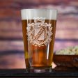 Engraved Personalized Crest Pint Pub Glass Sale