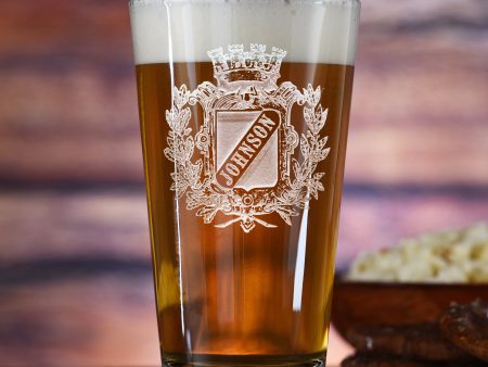 Engraved Personalized Crest Pint Pub Glass Sale