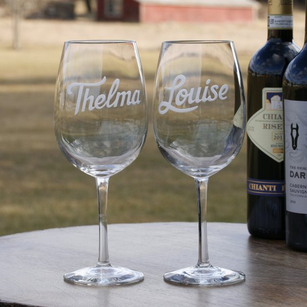 Thelma and Louise Engraved Wine Glass Gift Set Sale