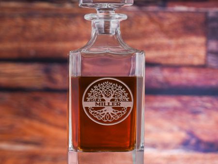 Family Tree Custom Engraved Square Whiskey Decanter Supply