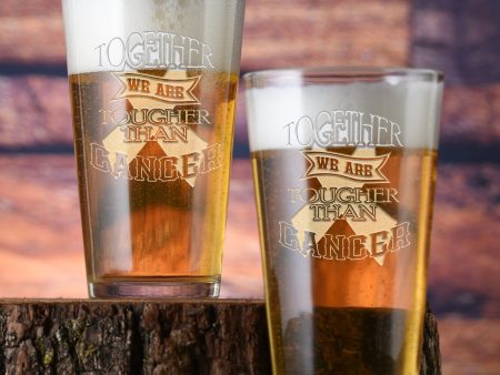 Tougher Than Cancer Pint Glass Glassware Set Cheap