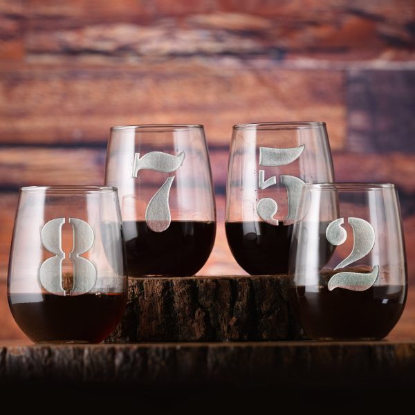 Numbers 1-8 Set Stemless Wine Glass - Carved Discount