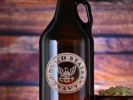 Navy Engraved Beer Growler Gift Sale