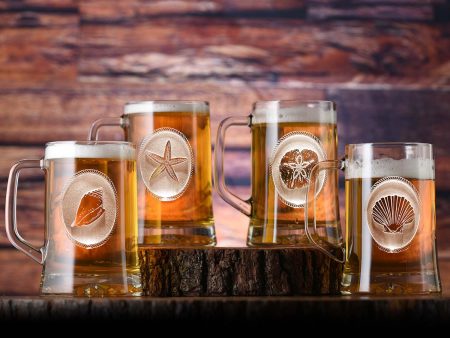 Seashell Beach Theme Beer Mugs set of 4 Online now