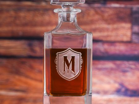 Shield Monogram Square Whiskey Decanter Sale