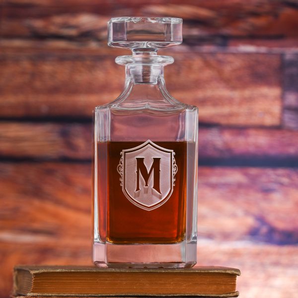 Shield Monogram Square Whiskey Decanter Sale